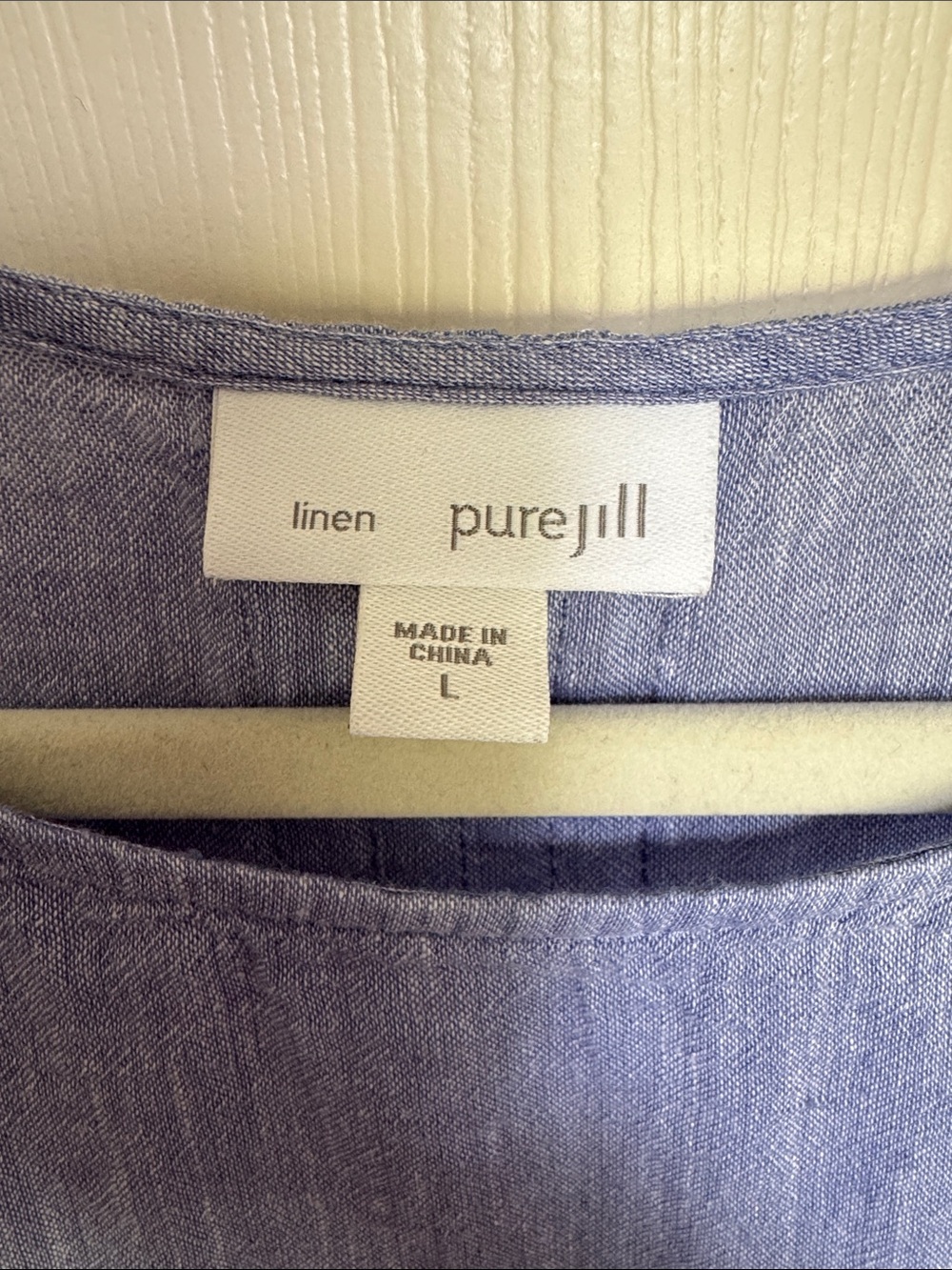 J. Jill Light Blue Linen-Blend Relaxed Scoop Neck Top - Picture 2 of 7